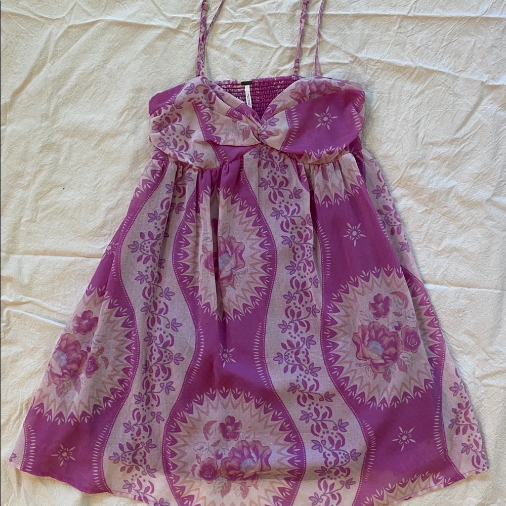 Free People babydoll floral purple mini dress